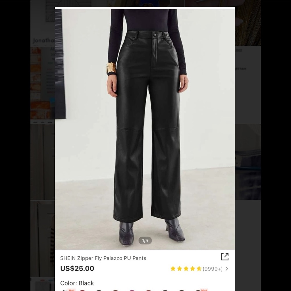 SHEIN Black Leather Pants